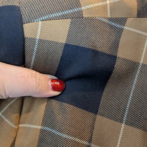 Atrium Collection Brown Navy Plaid Vintage Blazer High Neck Pockets Sz 11/12 - Picture 9 of 9